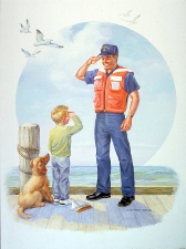child and father saluting each other