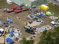 Staging platform for collection of hazardous waste