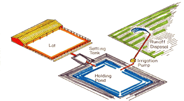 Shed and Outside Lot with Runoff Control and Irrigation of Runoff Holding Pond