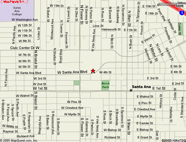 [Map of Santa Ana showing the location of HUD office]