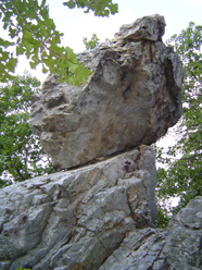 Novaculite rocks perched precariously on top of one another in nature's mysterious balance