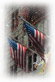 Images of two U.S. flags, with confetti