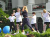 Council member Denise Austin leading a workout at the President´s HealthierUS initiative.