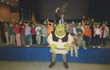 Group photo of HHS Secretary Michael O. Leavitt with Shrek and Kids