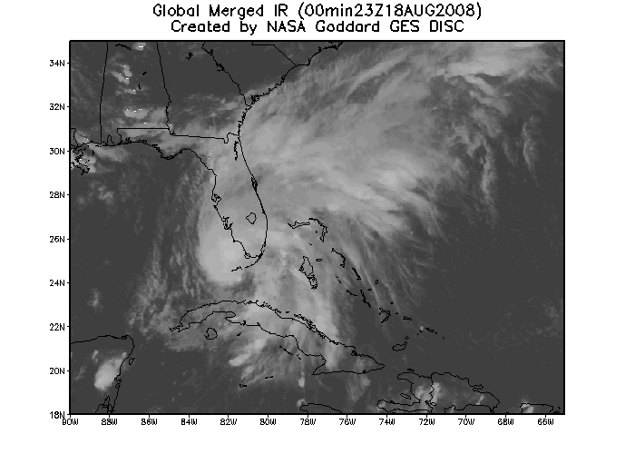 Tropical Storm Fay TRMM Merged IR data Aug 18, 2008 23Z