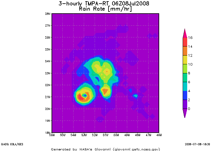 Hurricane Bertha TRMM 3B42RT