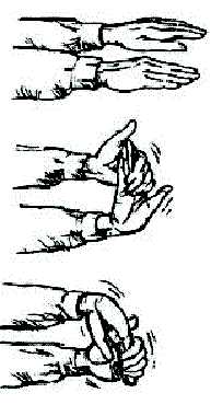Hand Rotation: to maintain wrist flexibility and range of motion. The left hand. Keep right palm facing down.