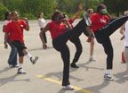 Photo of attendees working out