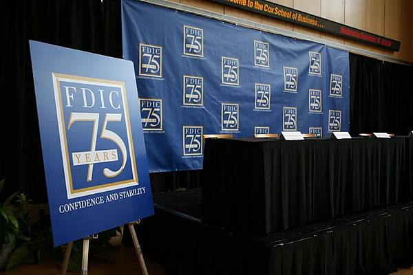 The Face Your Finances Road Show stage at the SMU Cox School of Business in Dallas, Texas.