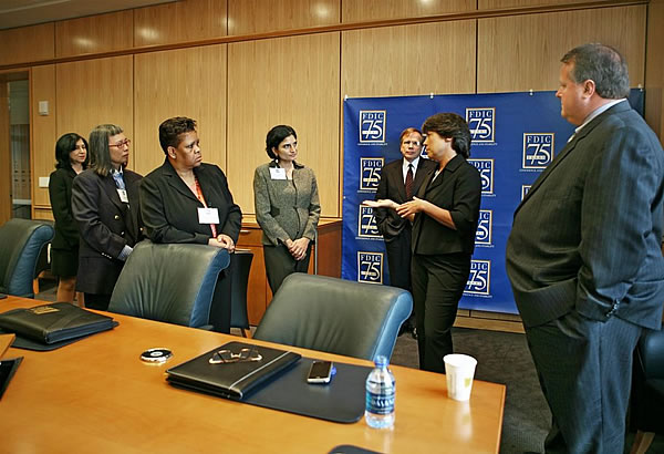 Dallas area panelists meet with Chairman Sheila Bair before the 75th Anniversary luncheon.