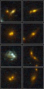 HST images of merging galaxies in the cluster MS1054-03 