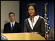 First Lady Michelle Obama speaks to ED employees in the auditorium at the U.S. Department of Education.