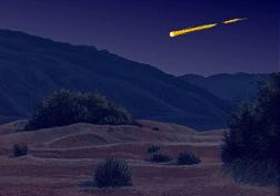 Artist Duane Hilton's concept of a Lyrid meteor over Death Valley