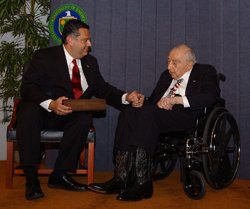 Dr. Edward Teller and Secretary Abraham