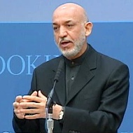 Afghan President Hamid Karzai addresses the Brookings Institution