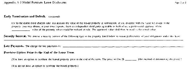 Model Furniture Lease Disclosure