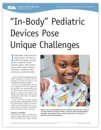 Cover page of PDF version of this article, including photo of a smiling adolescent girl wearing a hospital gown in an examining room with the hands of two adults on her shoulders.