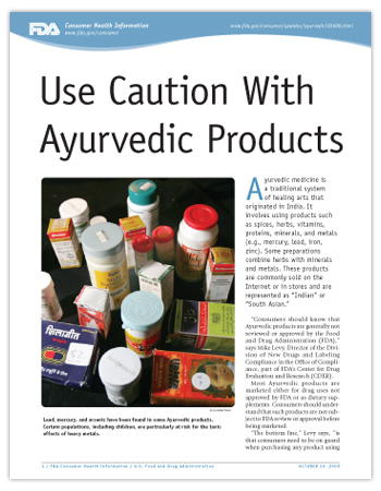 Cover page of PDF version of this article, including photo of ayurvedic products.