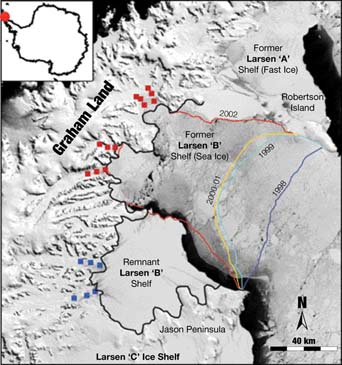 Figure 5: Retreating Margin of the Larsen B Ice Shelf