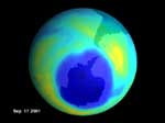 Level of ozone on September 17, 2001 - maximum levels for this year