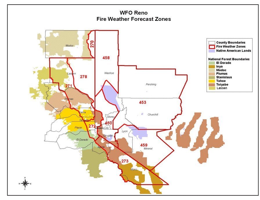 Clickable map of fire weather zones