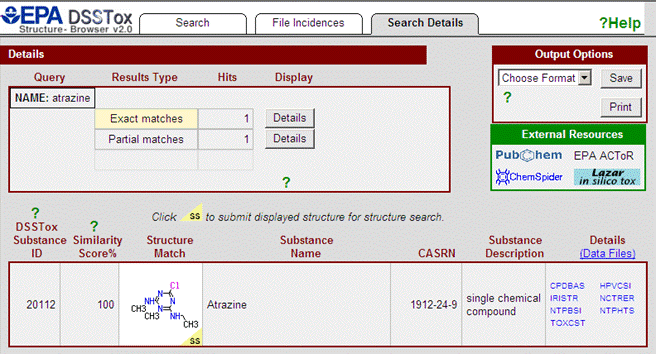 text search hit to structure