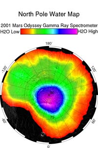 Mars north pole map