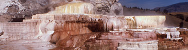 Stunning views of Minerva Terrace are located at Mammoth Hot Springs.