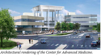 Architectural rendering of the Center for Advanced Medicine.