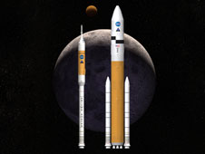 Artist concept of Ares I and Ares V rockets