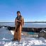 Amy Mossett as Sacagawea surrounded by a snowy field.