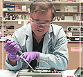 Photograph of an EPA scientist working in a lab
