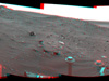 Spirit used its navigation camera to take the images combined into this stereo, 210-degree view of the rover's surroundings during the 1,861st to 1,86
