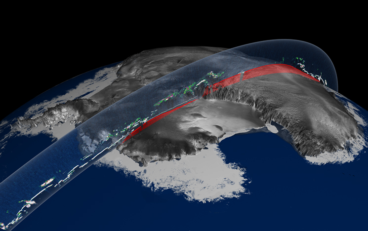 ICESat elevationa dn cloud Illustration.