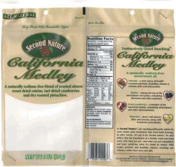 label for Second Nature California Medley 6 oz