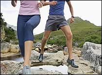 Photo of young couple hiking.