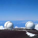 The twin Keck Telescopes atop Mauna Kea, Hawaii.