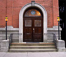 Doorway of Beth Sholom Congregation, Frederick, Maryland's oldest synagogue 