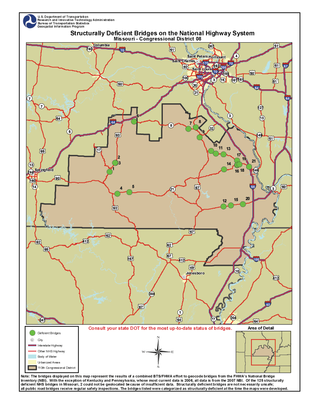 Missouri (Congressional District 8). If you are a user with disability and cannot view this image, call 800-853-1351 or email answers@bts.gov.