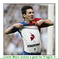Lionel Messi scores a goal for Fragile X!...Click to learn more