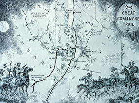 Stylized map of the Comanche Trail