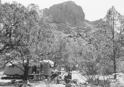 The Koch family camping in the Chisos Basin, 1945