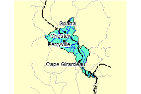 closeup map of watershed area