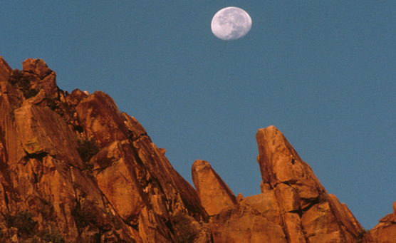 Moonrise over Lone Mountain