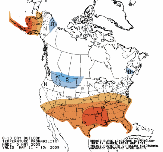 Latest 6 to 10 Day Temperature Outlook