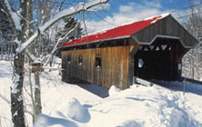 covered bridge in winter