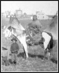 Skitswish & Spokane encampment with Nellie Garry on horseback, Tensed, Idaho