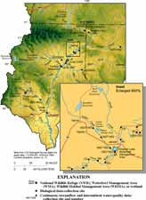 Figure 1. Location of Stewart Lake Waterfowl Mangement Area and Ashley Creek within the middle Green River basin of Utah, Colorado, and Wyoming.