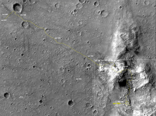 Spirit's traverse map through Sol 1893