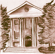 [Image]:  Drawing of a building  on a college campus.